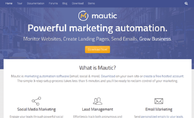 無料で始められるマーケティングオートメーション 「Mautic」のサイトイメージ