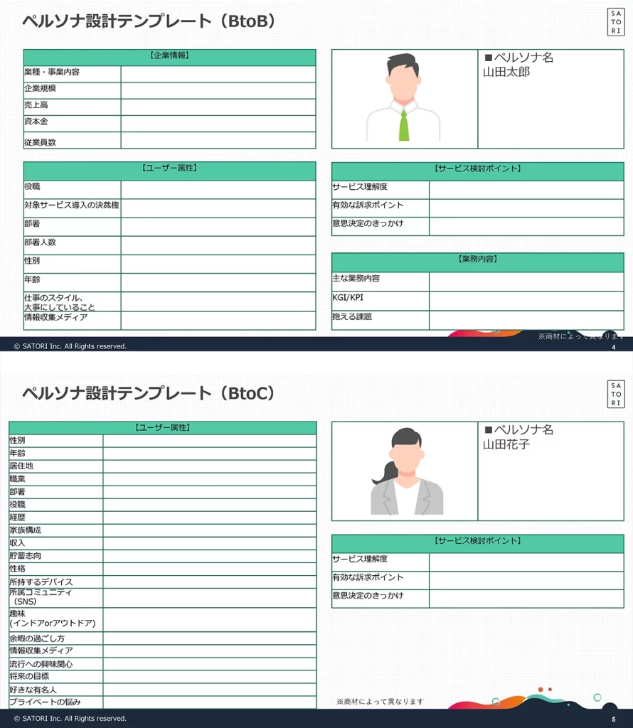 コンテンツSEO実施のための1ステップ目として重要となるペルソナ設計を行うためのテンプレート例