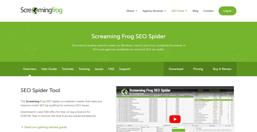 Screaming Frog SEO SpiderのHP